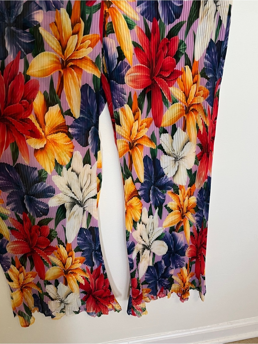ETRO Floral-print plissé-chiffon straight-leg pants Size 48 - Picture 5 of 10